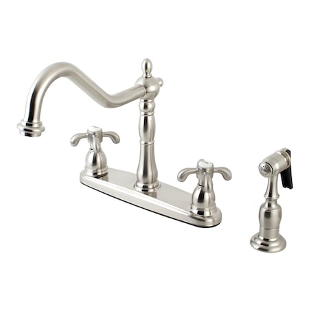 Kingston Brass French Country Centerset Kitchen Faucet, Brushed Nickel KB1758TXBS
